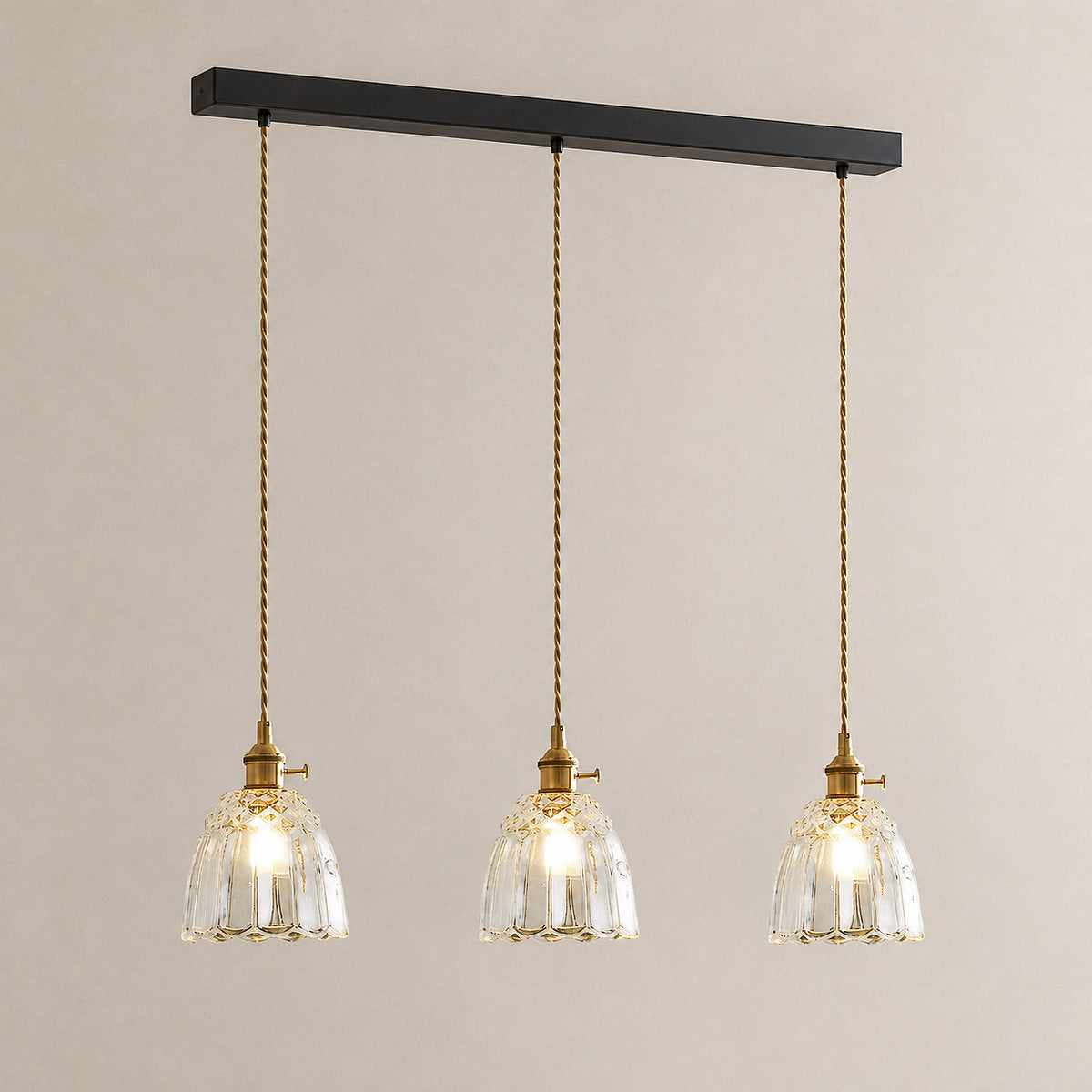 Farmhouse Cottage Pendant Light in Clear Blown Glass