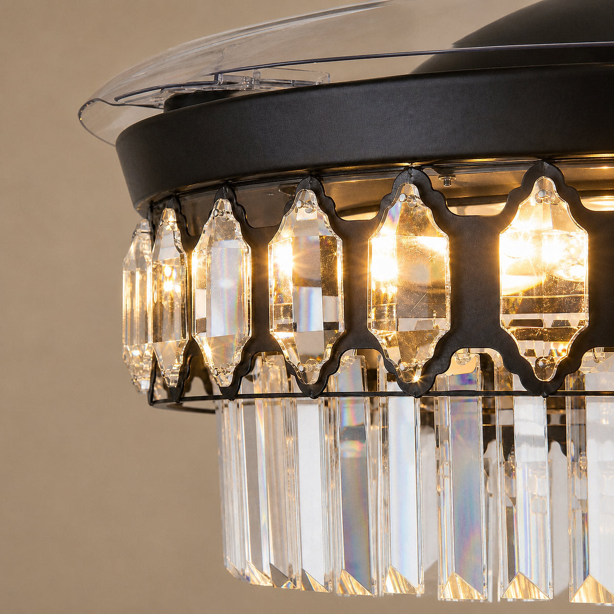 Crystal Chandelier Retractable Blade Ceiling Fan