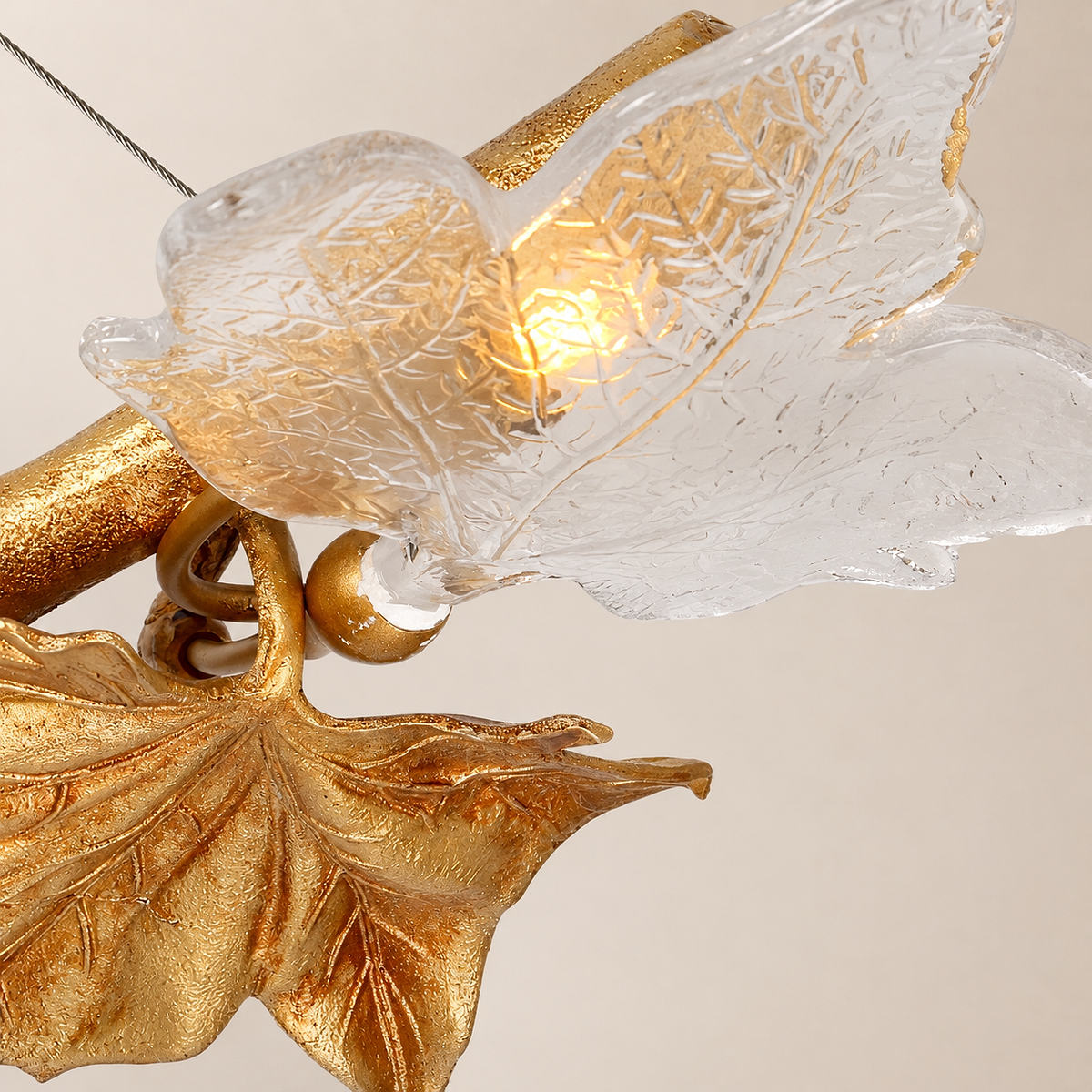 Tricolordeer Brass Maple Leaf Pendant Light