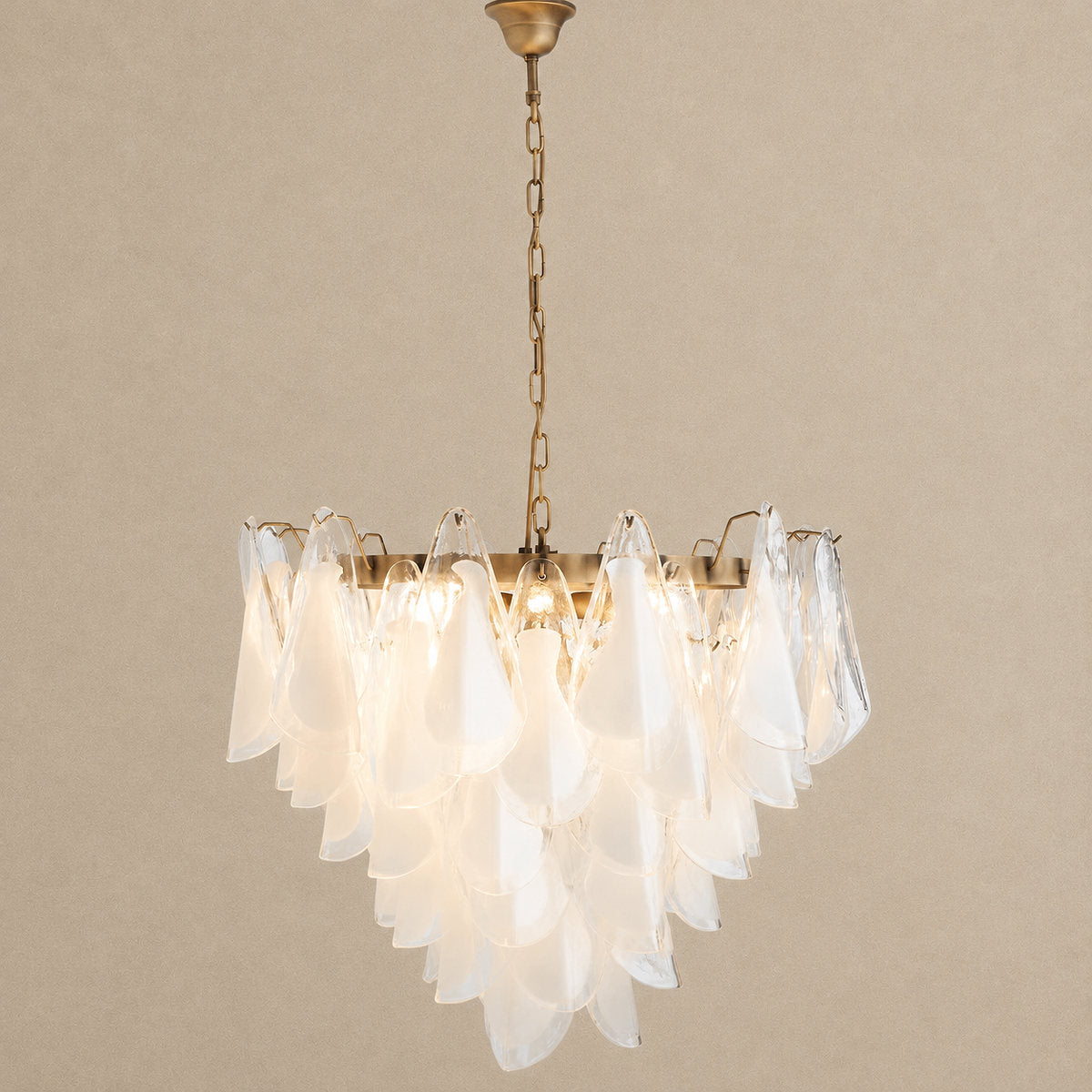 Tricolordeer Round White Glass Chandelier