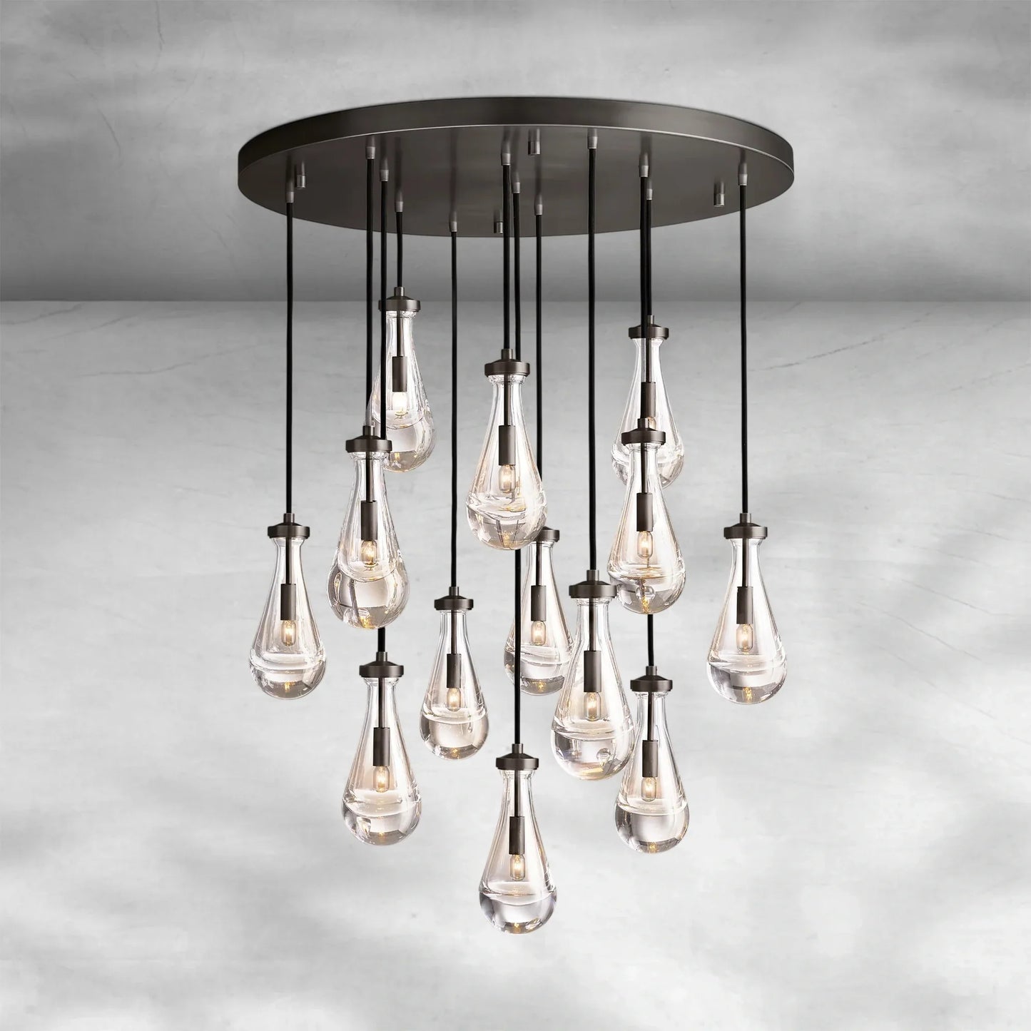 Soltaire Raindrop Round Chandelier 36"