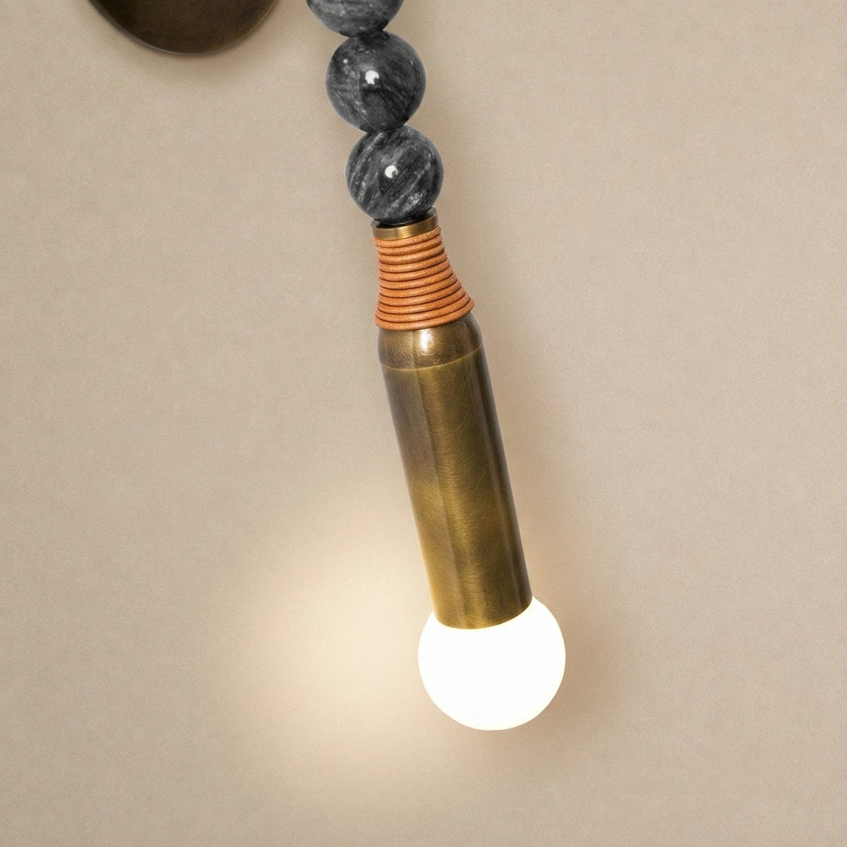 Toam Wall Lamp, 5.9-Inch, Antique Brass & Green Marble for Living Room