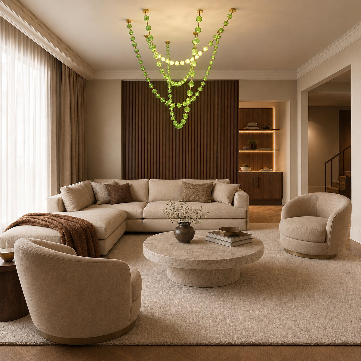 Draped Acrylic Sphere Link Chandelier