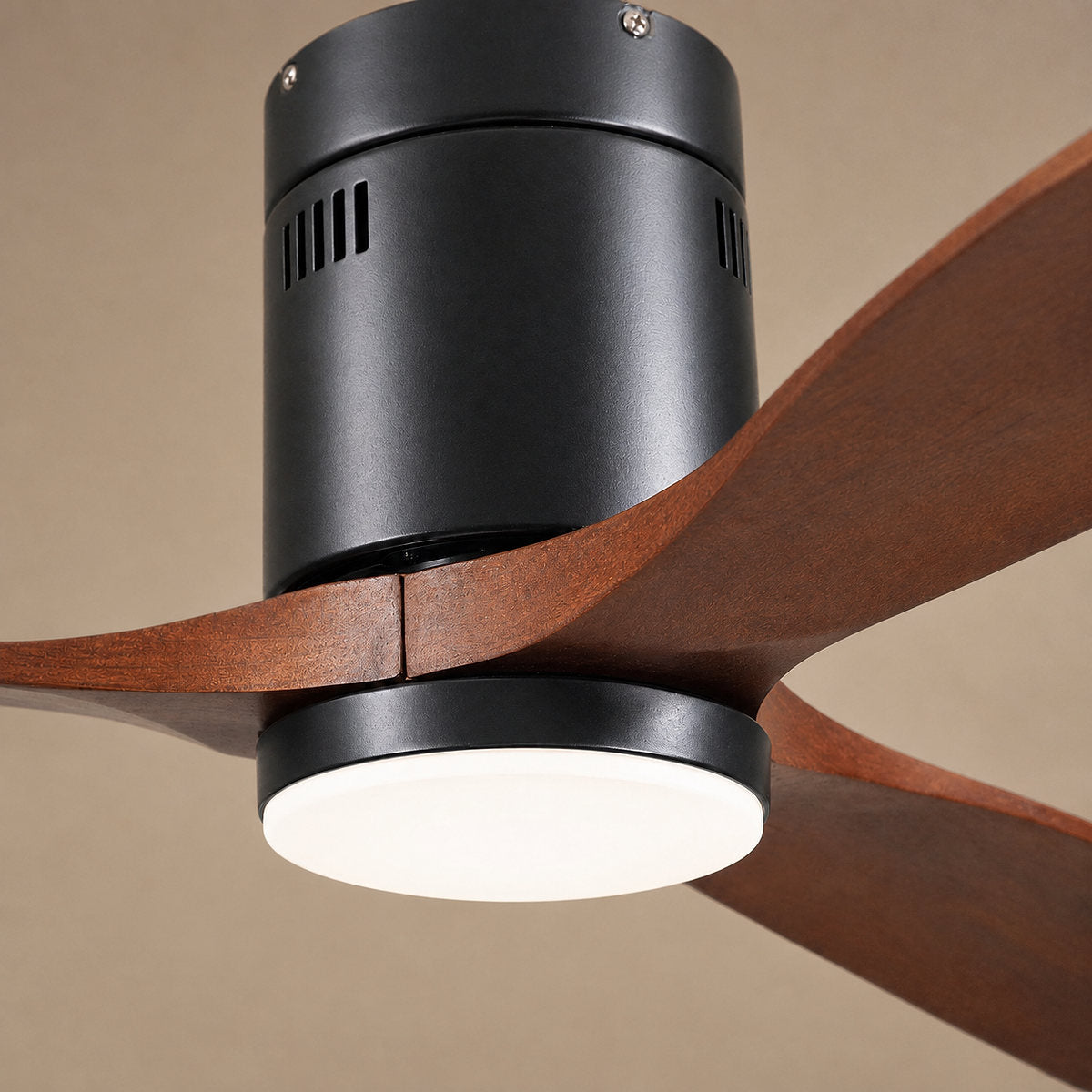 Low-Profile Flush Mount Ceiling Fan with LED Disc Light