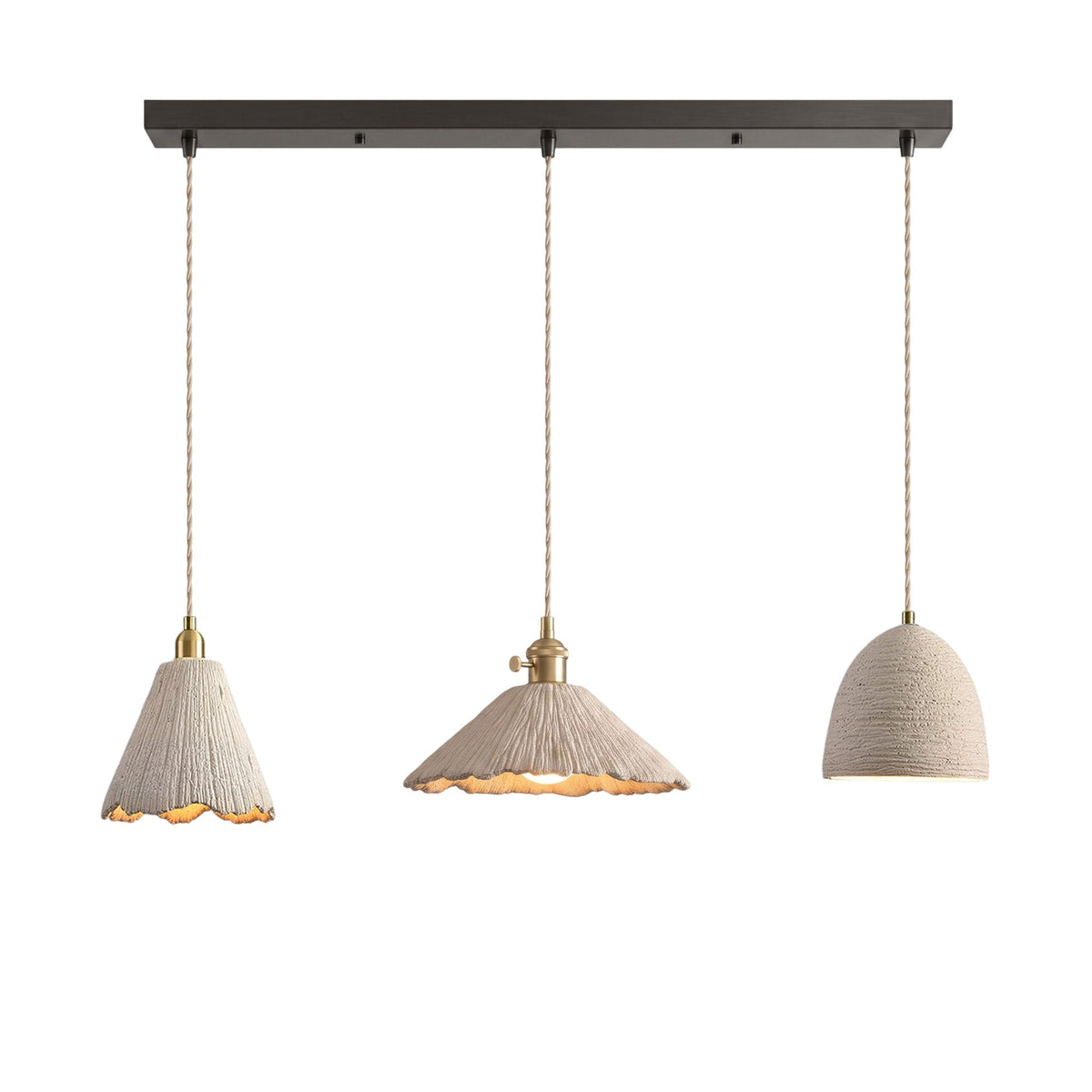 Raw Texture Cement Pendant Light Collection for Dining Room & Living Room