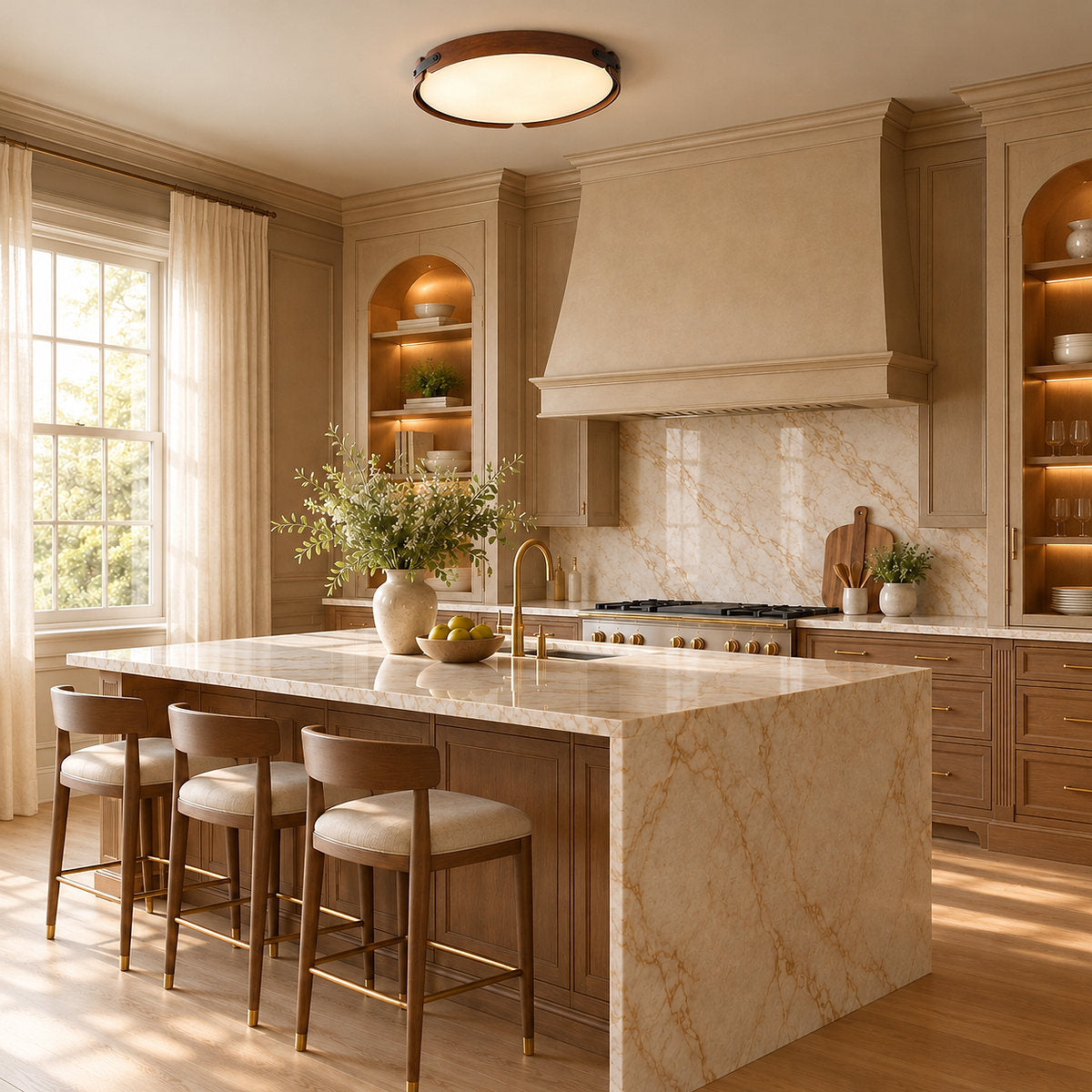 Acrylic Ceiling Light in Wood and Walnut Finishes