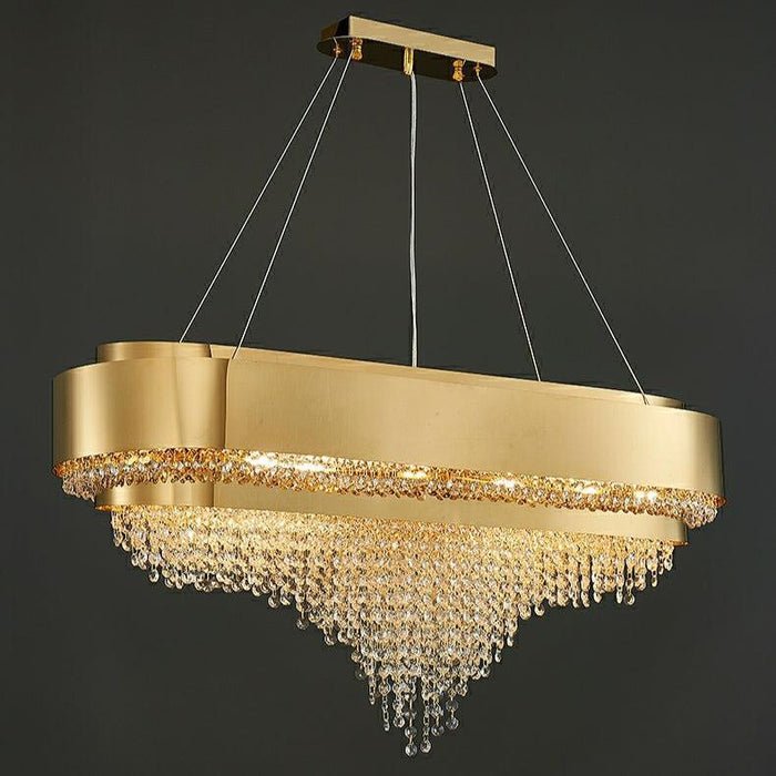 Decorative Gold Round Crystal Living Room Chandelier - Lightings Menu