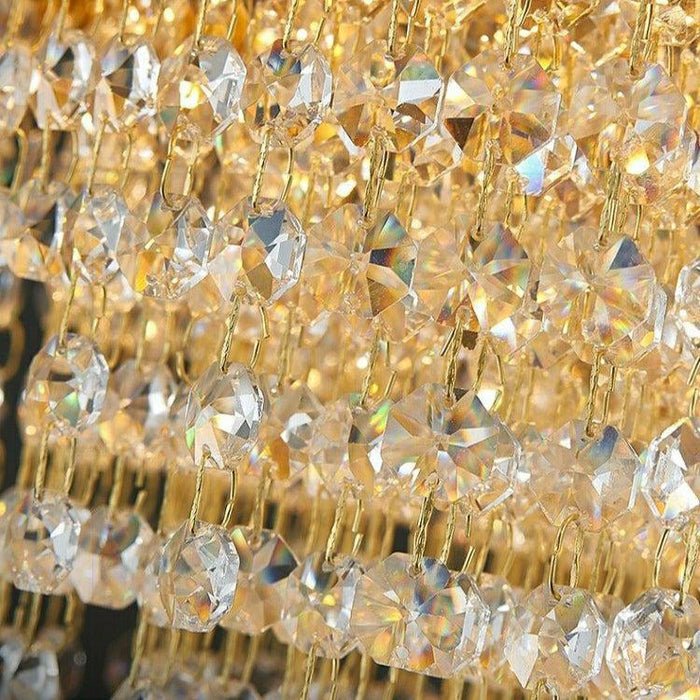 Decorative Gold Round Crystal Living Room Chandelier - Lightings Menu
