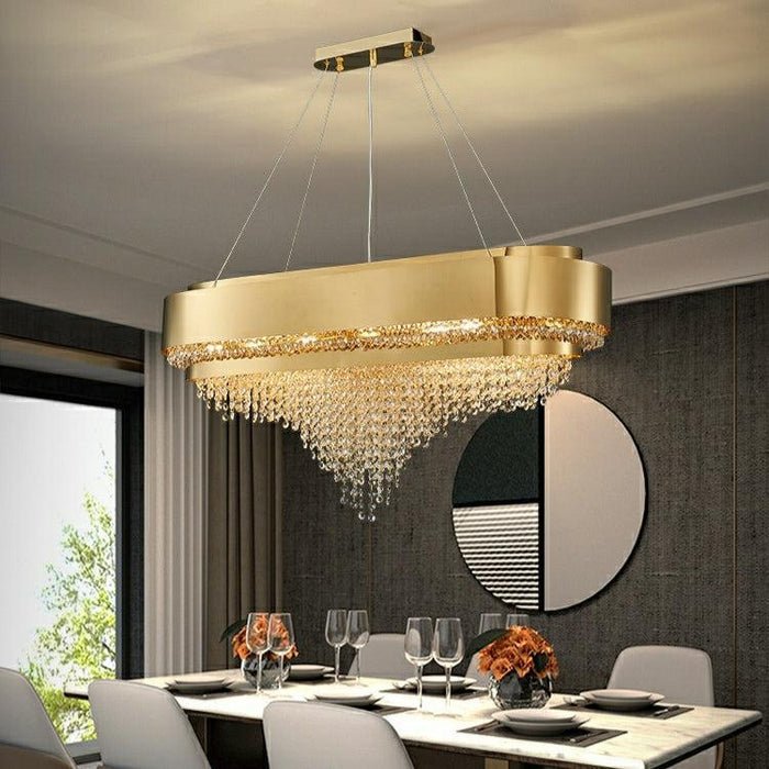 Decorative Gold Round Crystal Living Room Chandelier - Lightings Menu