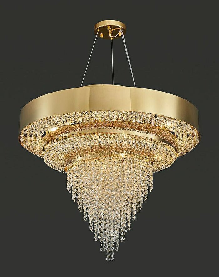 Decorative Gold Round Crystal Living Room Chandelier - Lightings Menu
