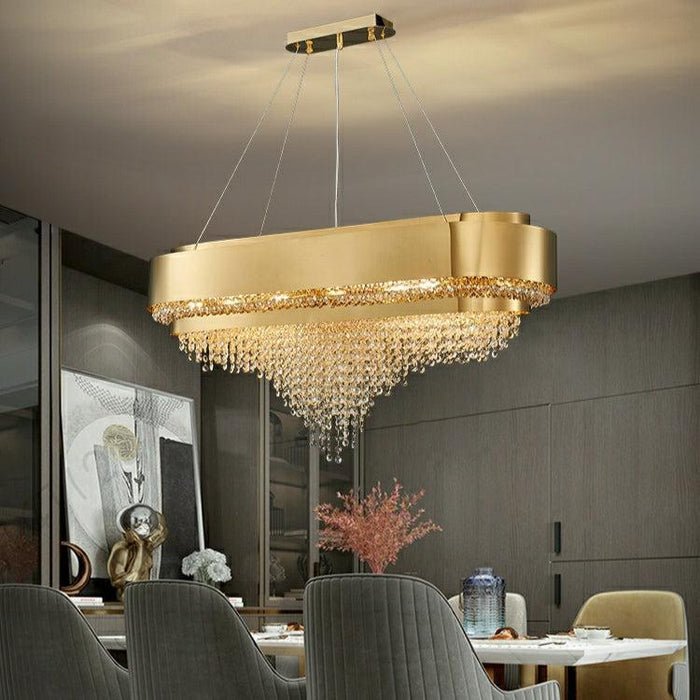 Decorative Gold Round Crystal Living Room Chandelier - Lightings Menu