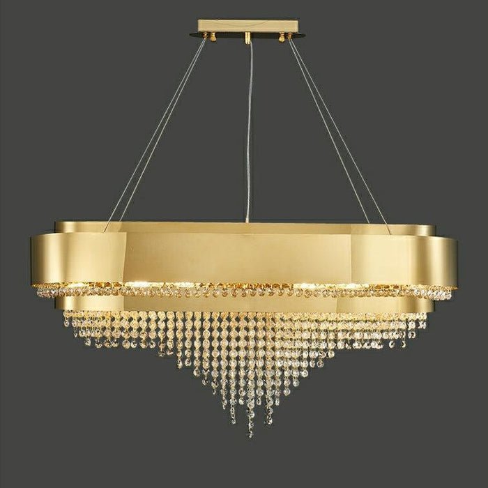Decorative Gold Round Crystal Living Room Chandelier - Lightings Menu