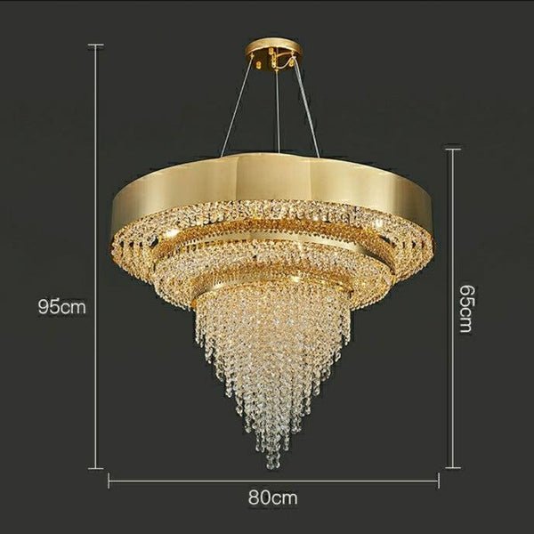 Decorative Gold Round Crystal Living Room Chandelier - Lightings Menu