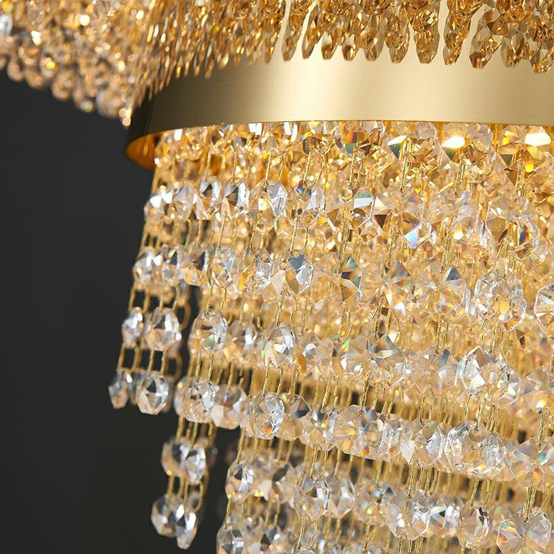Decorative Gold Round Crystal Living Room Chandelier - Lightings Menu