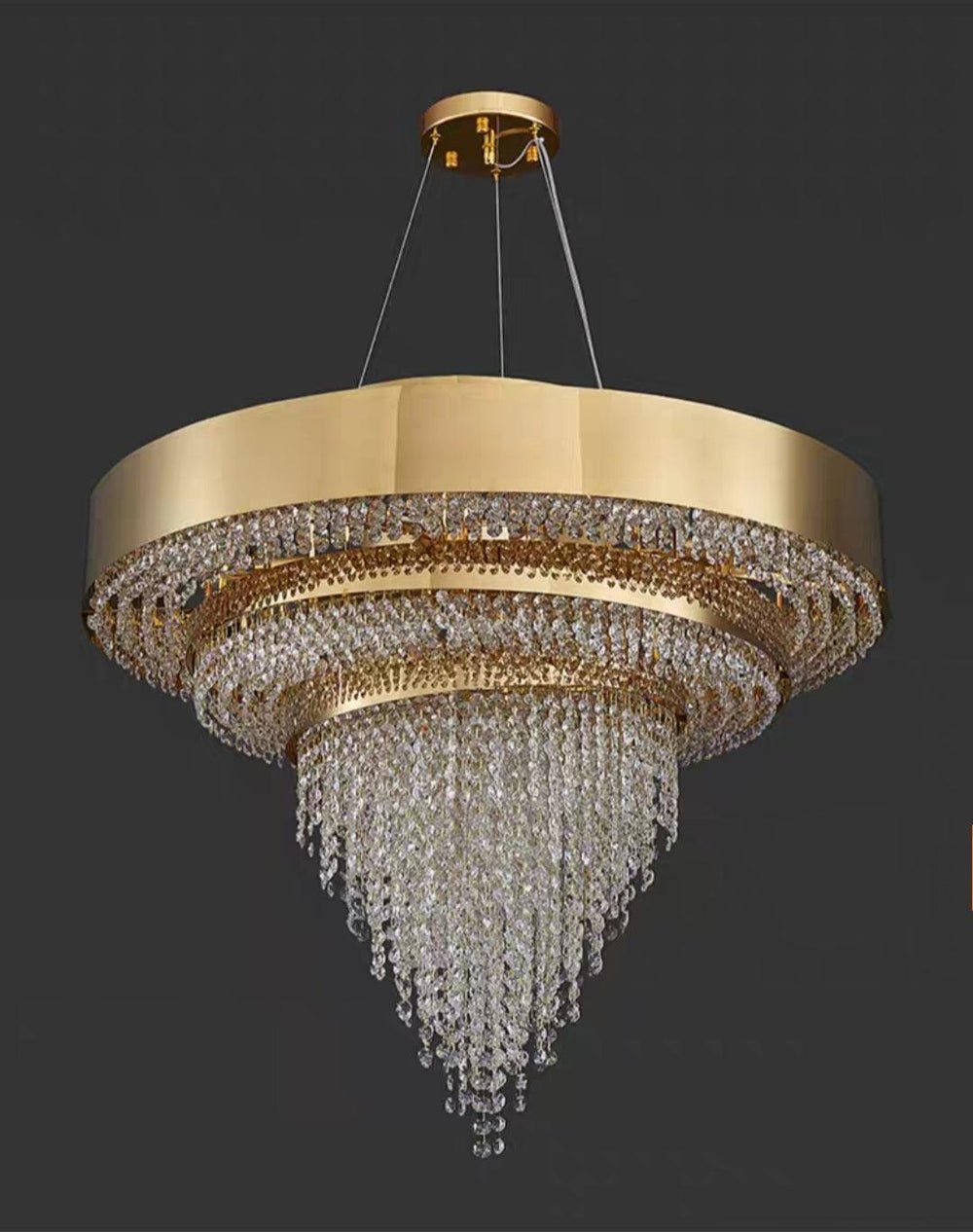 Decorative Gold Round Crystal Living Room Chandelier - Lightings Menu