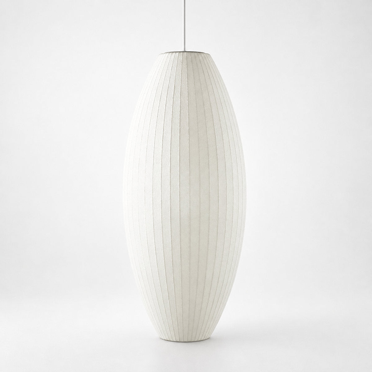 Organic Mulberry Silk Pendant Light with Steel Wireframe