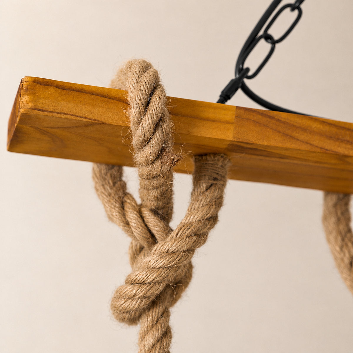 Horizontal Wood Beam Grenade Cage Chandelier