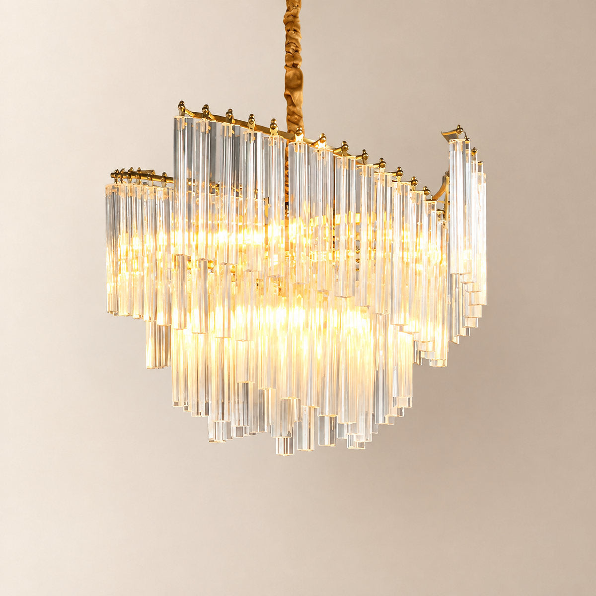 Tricolordeer Brass Spiral Crystal Chandelier