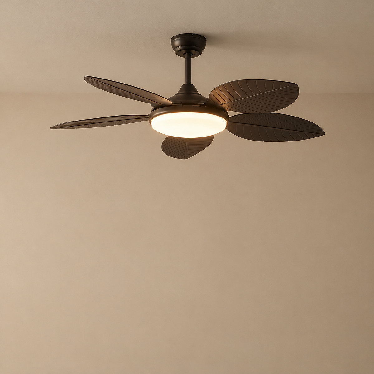 Tricolordeer Carved Palm-Leaf Dome Light Ceiling Fan