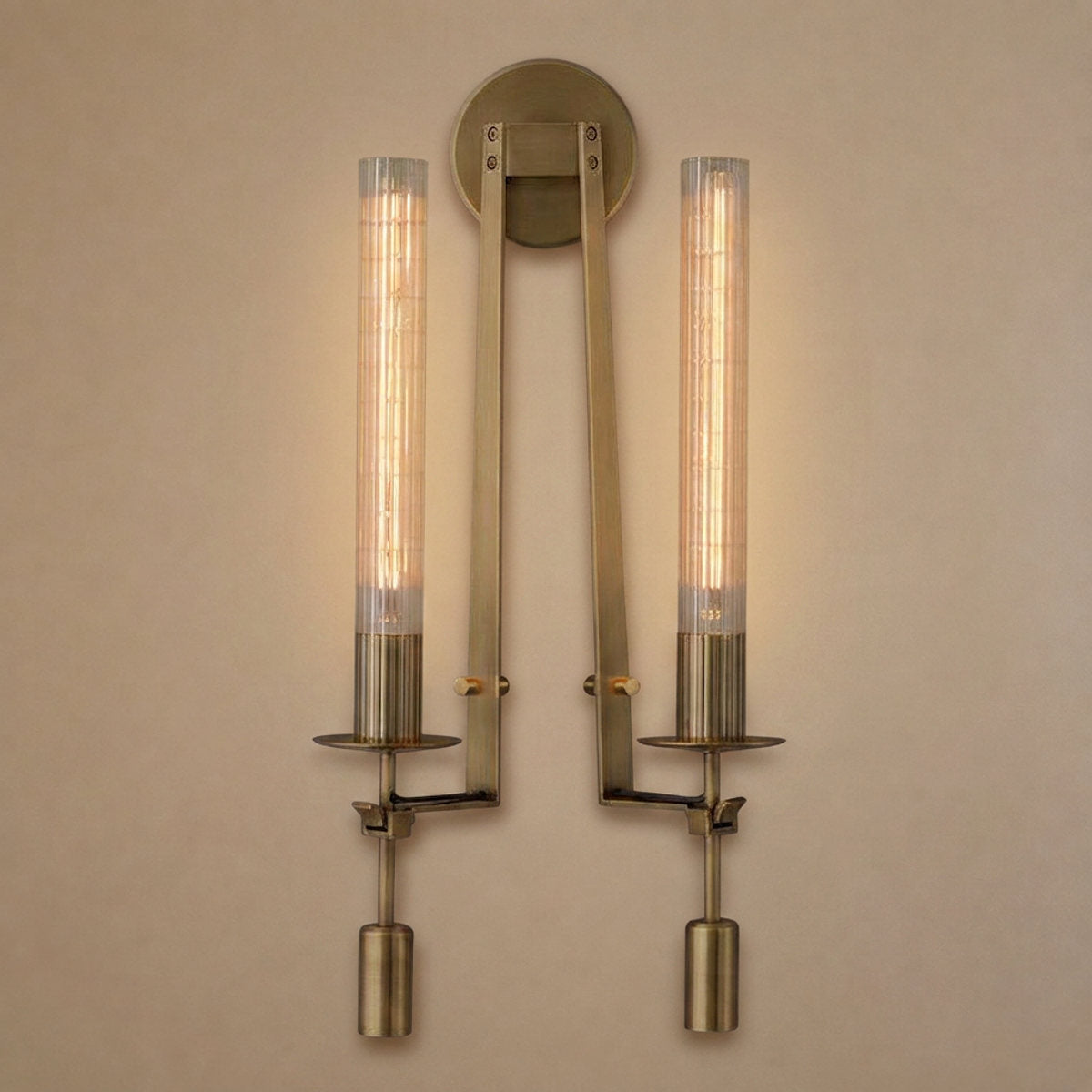 French Classicism Wall Lamp, 4.7~9-Inch x H 28-Inch, Brass & Clear glass for Living Room & Dining Room