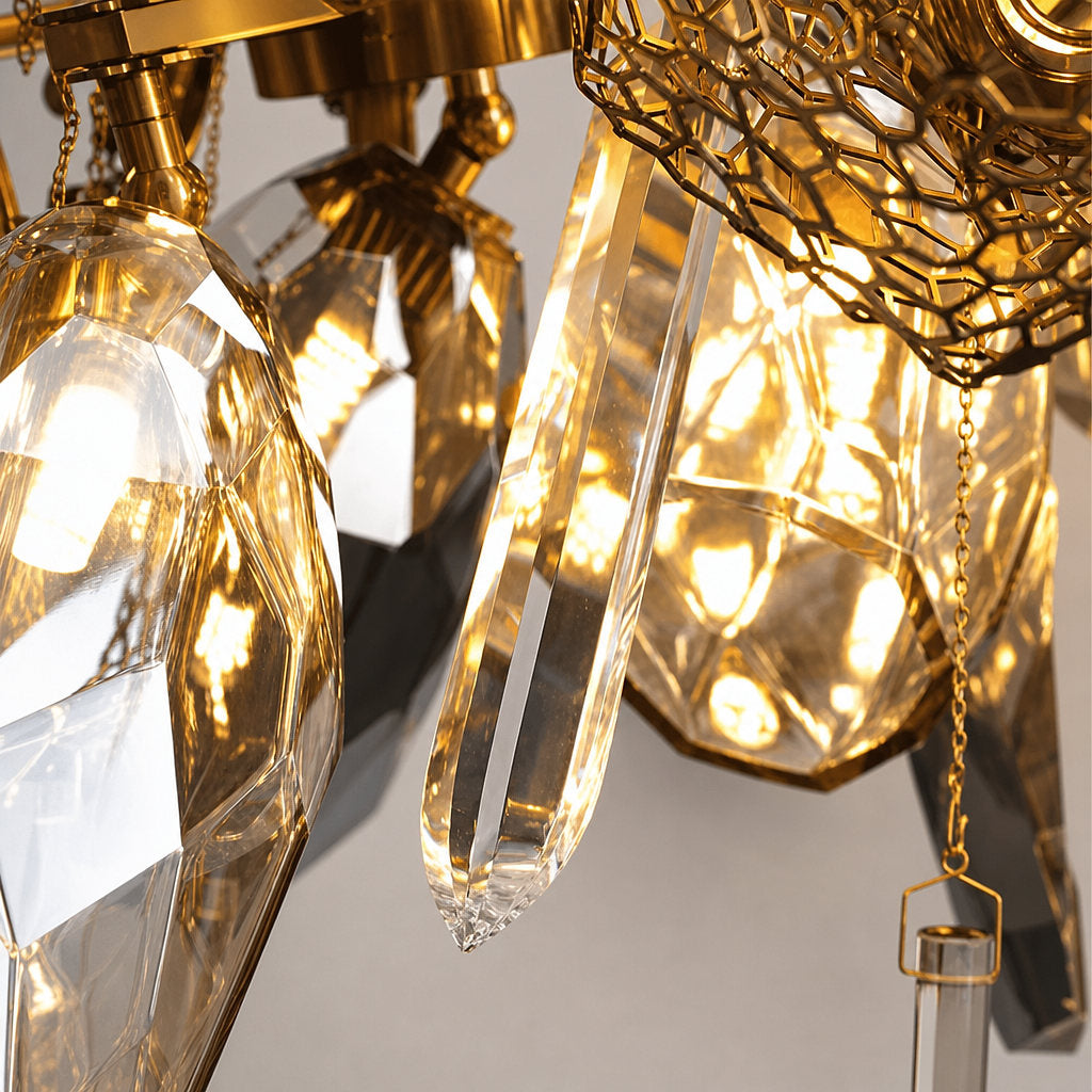 Tricolordeer Contemporary Crystal & Art Glass Cluster Chandelier