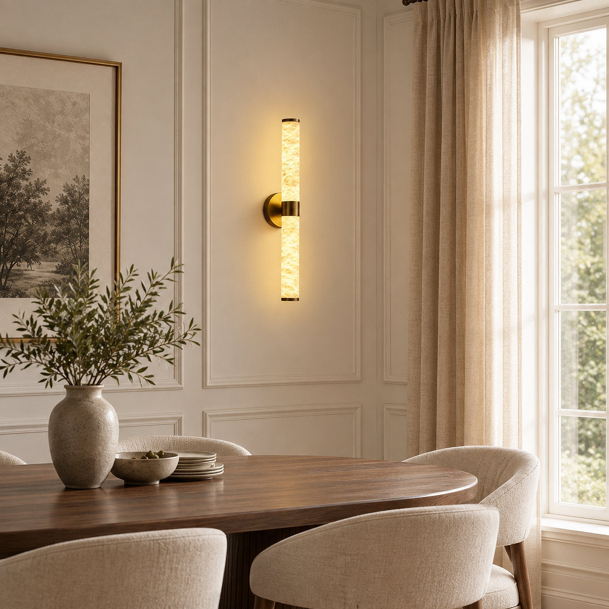 Tricolordeer Modern Linear Alabaster Wall Sconce