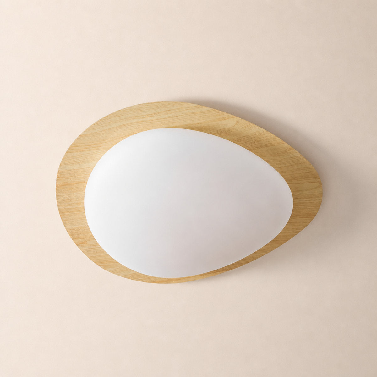 Pebble Metal Ceiling Light, 11.8~22.8-Inch x H 3.1-Inch, Artistic Walnut Grain Effect, Triac Warm Dimming for Living Room