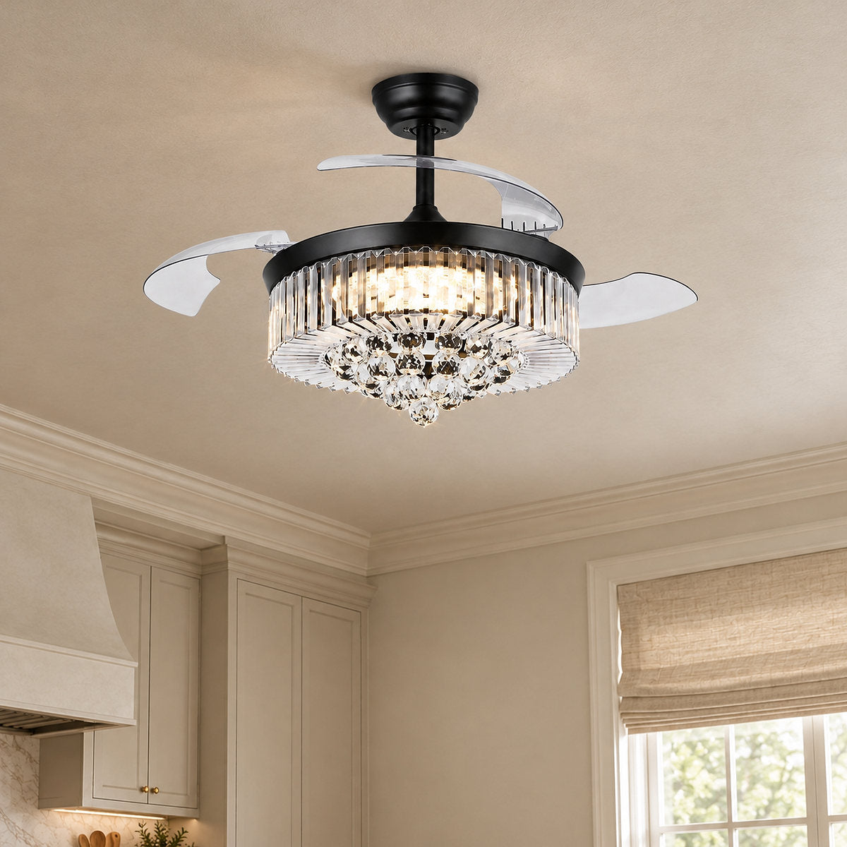 Invisible-Blade Crystal Chandelier Ceiling Fan