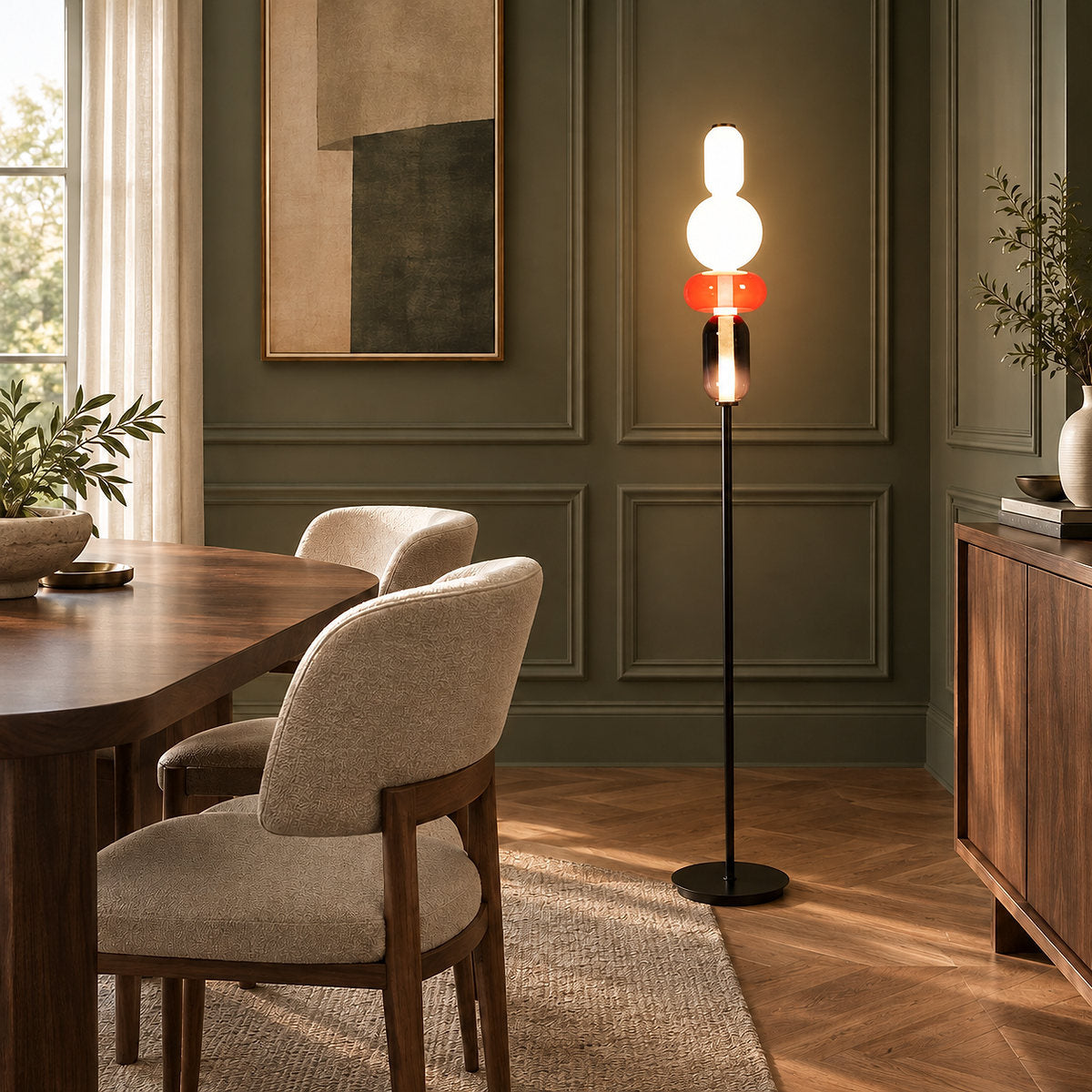 Artisan Hand-Blown Glass Stacked Floor Lamp