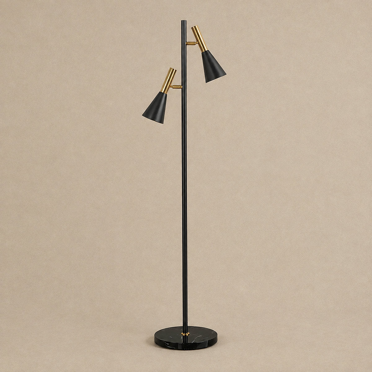 Marble and Iron Floor Lamp with Rotating Shade