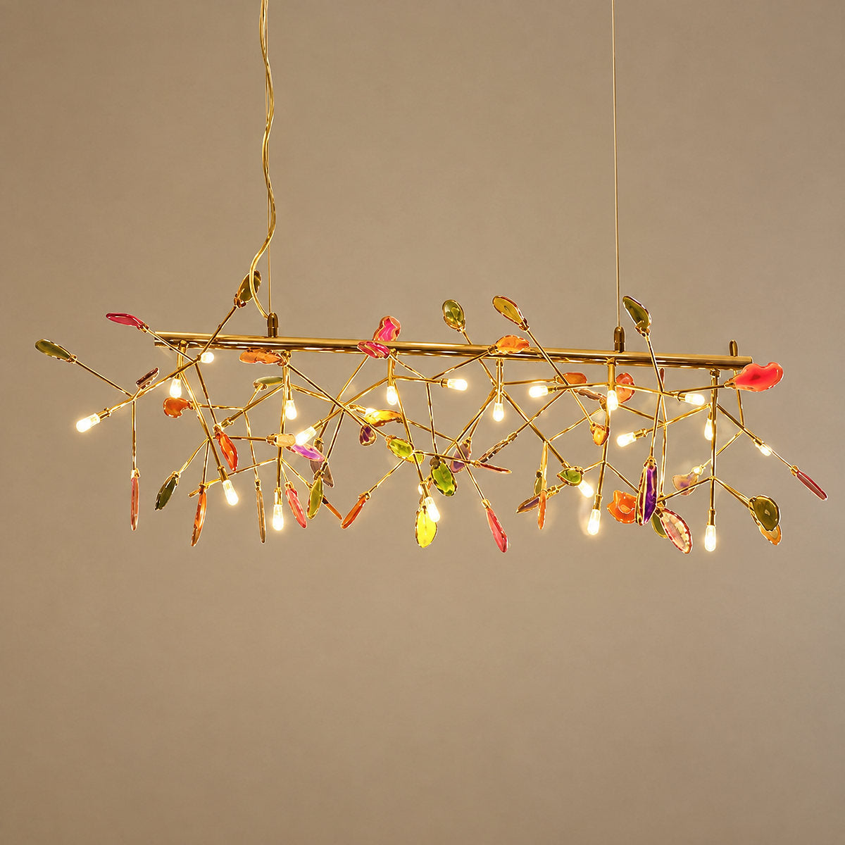Rose Gold Chandelier with Natural Stone Slices