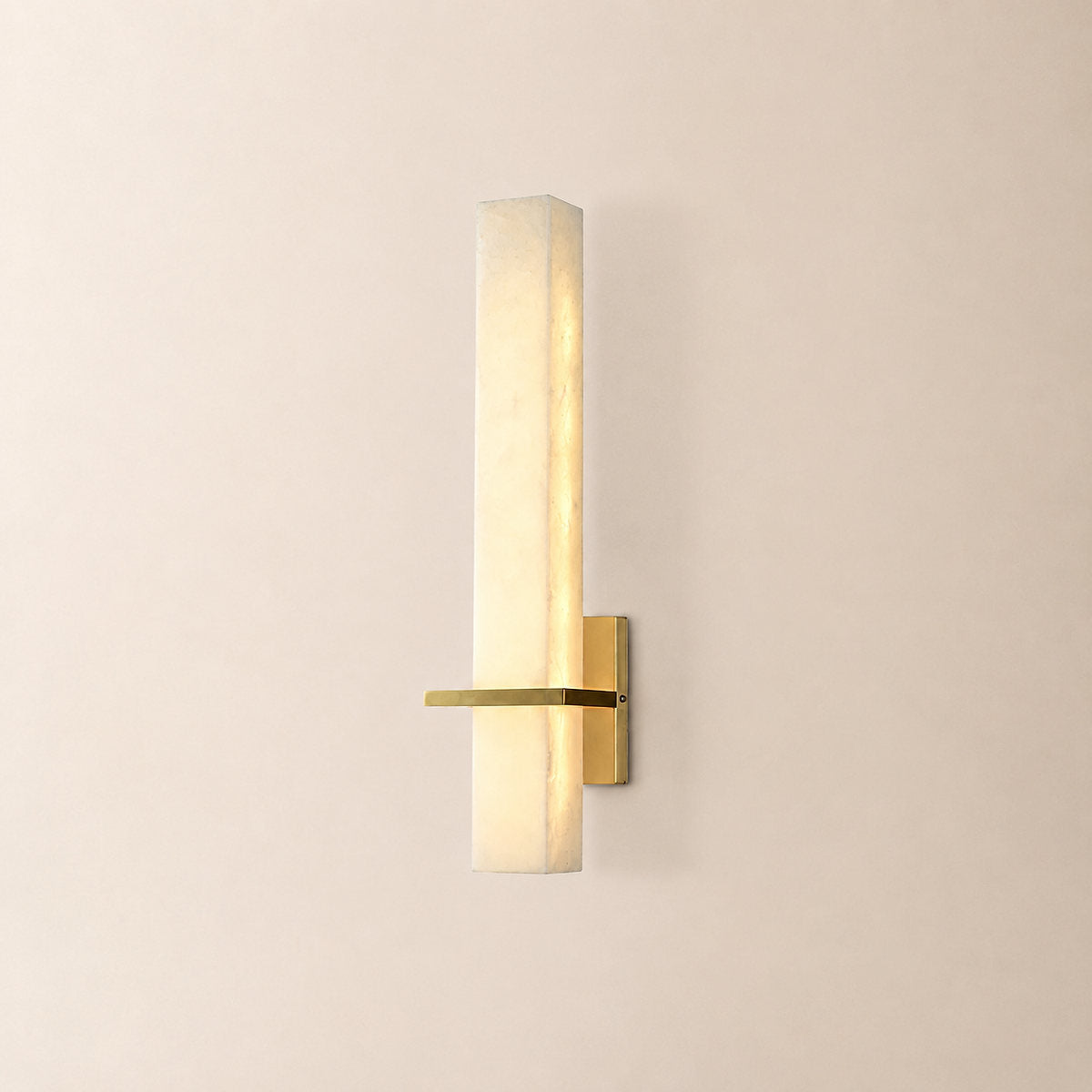 Milan Alabaster Wall Lamp, 4.7-Inch x H 18.9-Inch, Brass & White, Triac Warm Dimming for Living Room & Dining Room