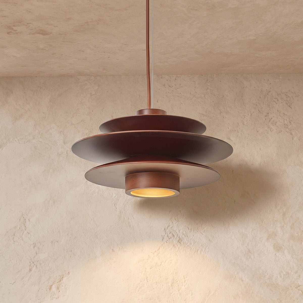Cascade Wooden Disc Pendant Light, 11.8-Inch x H 5.9-Inch, Nature wood for Dining Room & Living Room