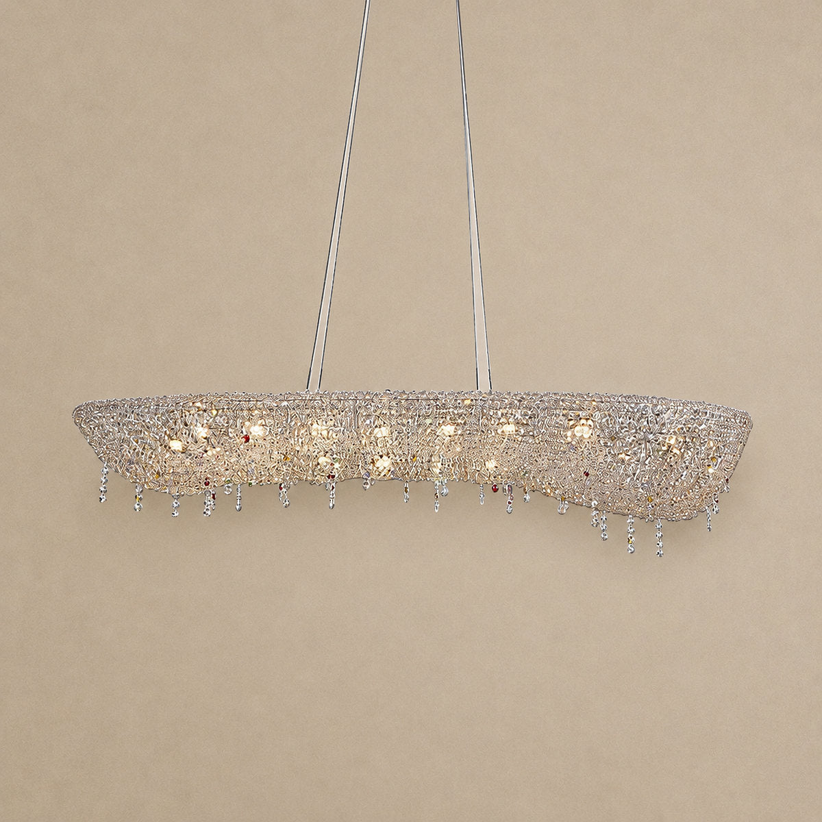 Tricolordeer Oval Crystal and Metal Chandelier