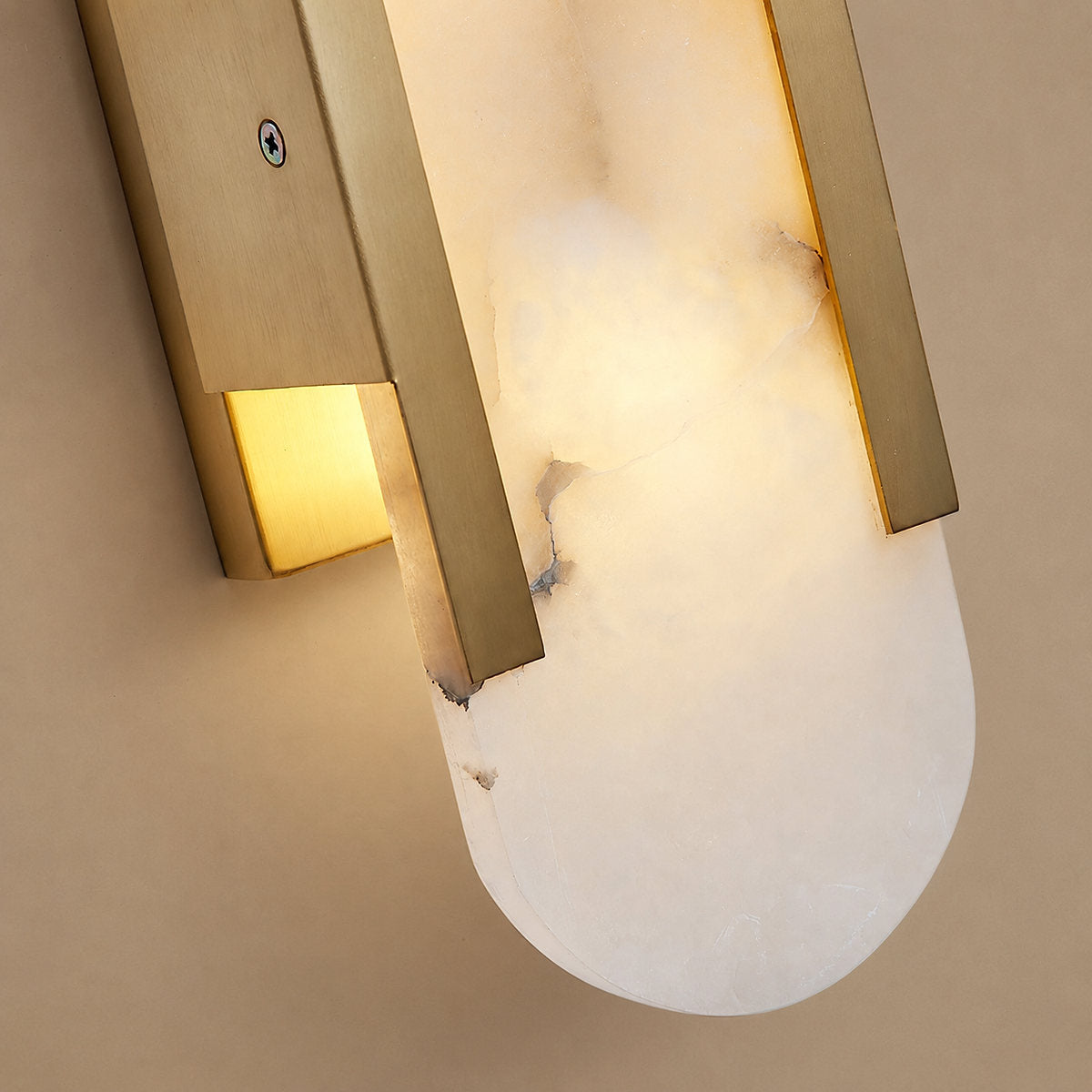Oblong Alabaster Wall Lamp, 3.9-Inch x H 13.8~19.7-Inch, Black for Living Room & Dining Room