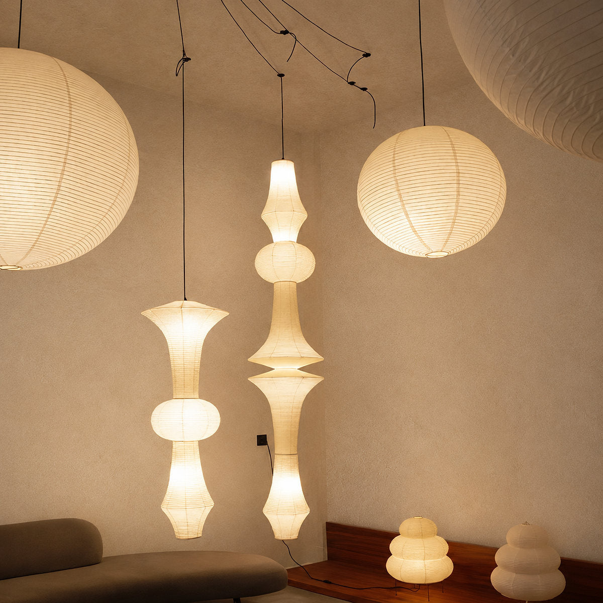 Sculptural Tiered Pendant Light 3 Bulbs