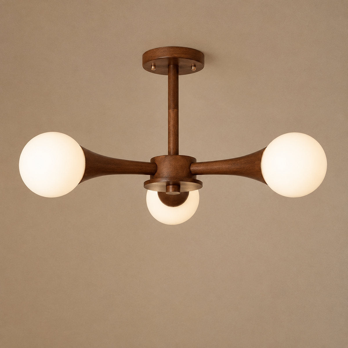 Tricolordeer Solid Wood & Opal Glass Chandelier