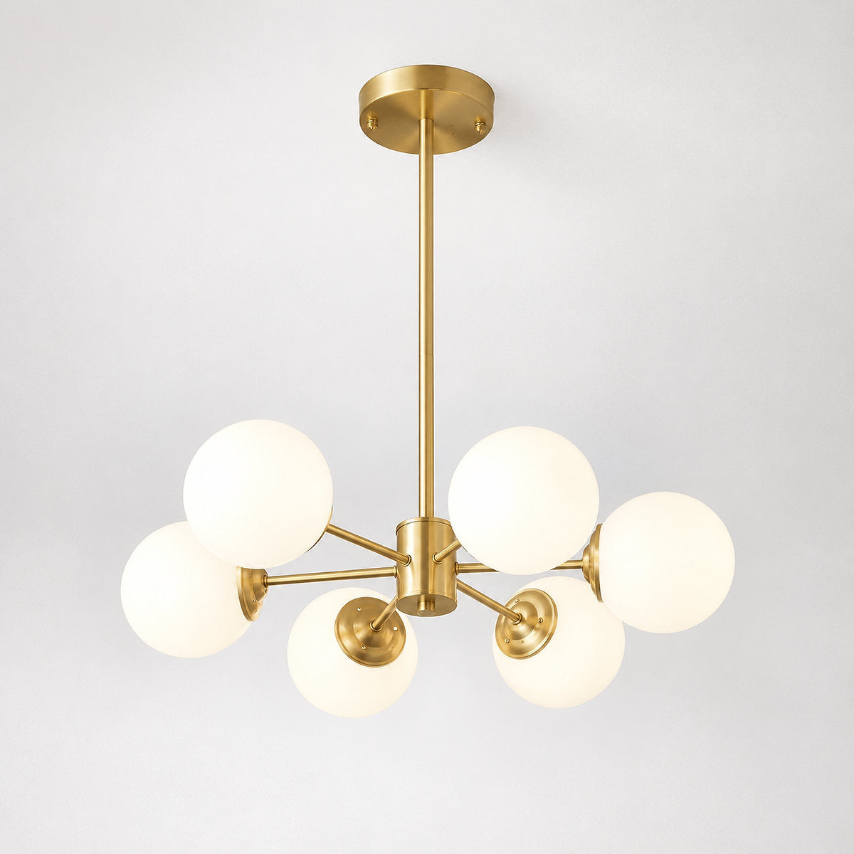 Frosted Glass Orb Brass Chandelier