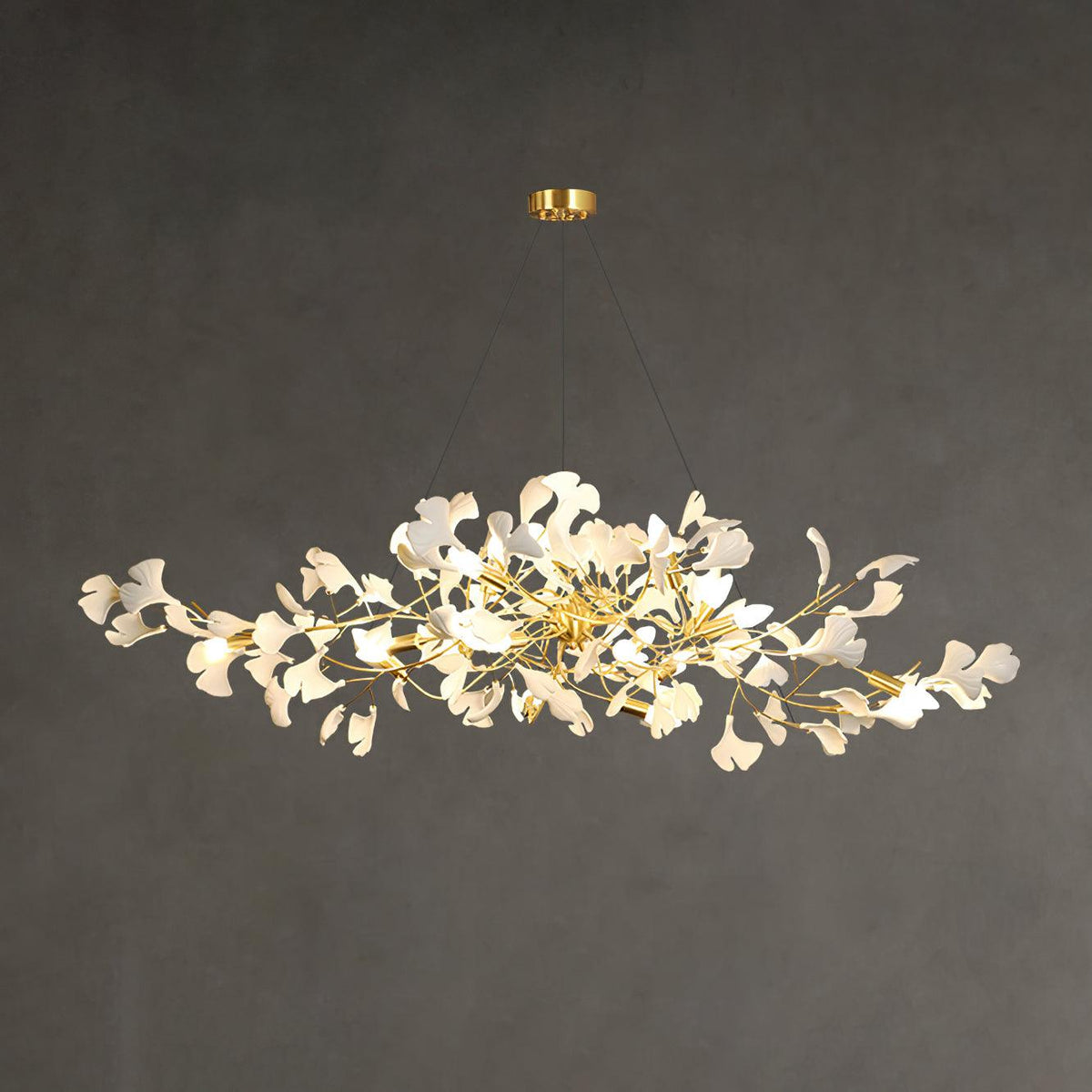 Porcelain Leaf Horizontal Branch Chandelier