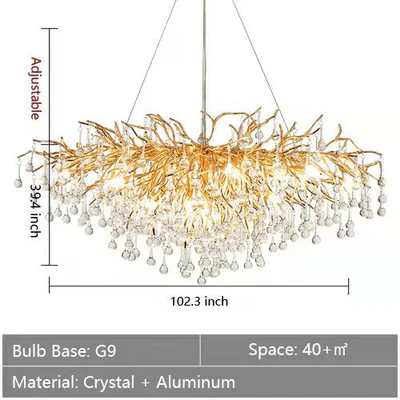 Stunning Tree Branch Crystal Chandelier with Clear Teardrop-shaped for Living/Dining Room