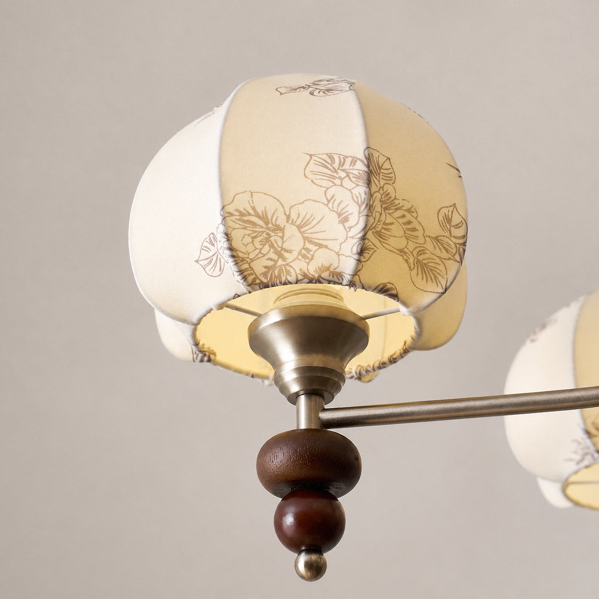 Tricolordeer Walnut & Fabric Shade Chandelier