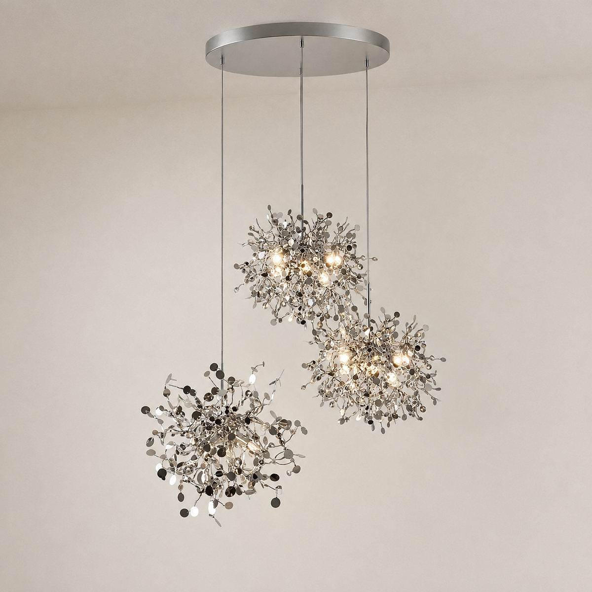 Tricolordeer Polished Disc Stainless Steel Pendant Lamp