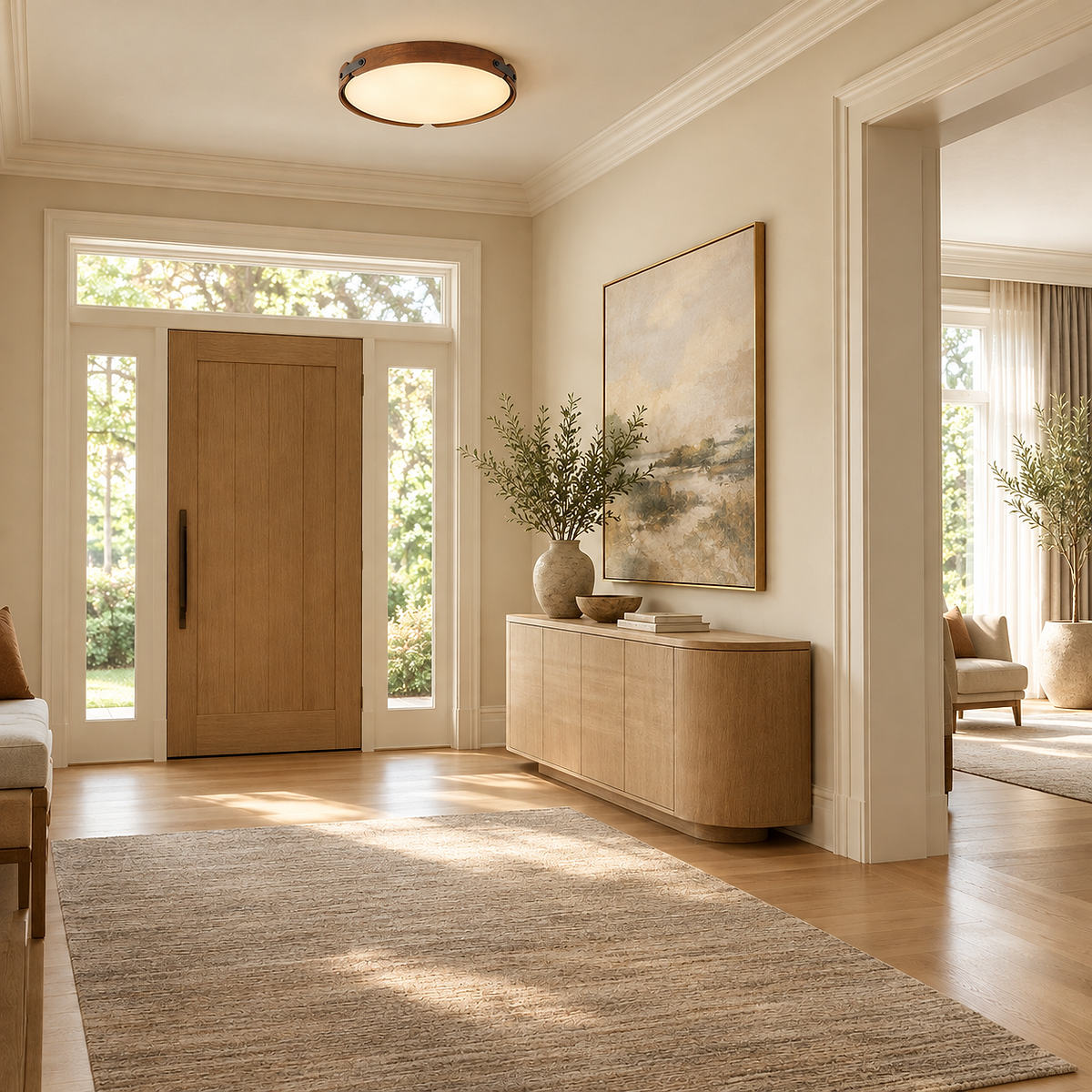 Acrylic Ceiling Light in Wood and Walnut Finishes