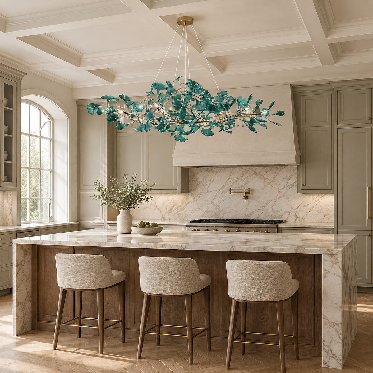 Tricolordeer Botanical Linear Multi-Light Chandelier