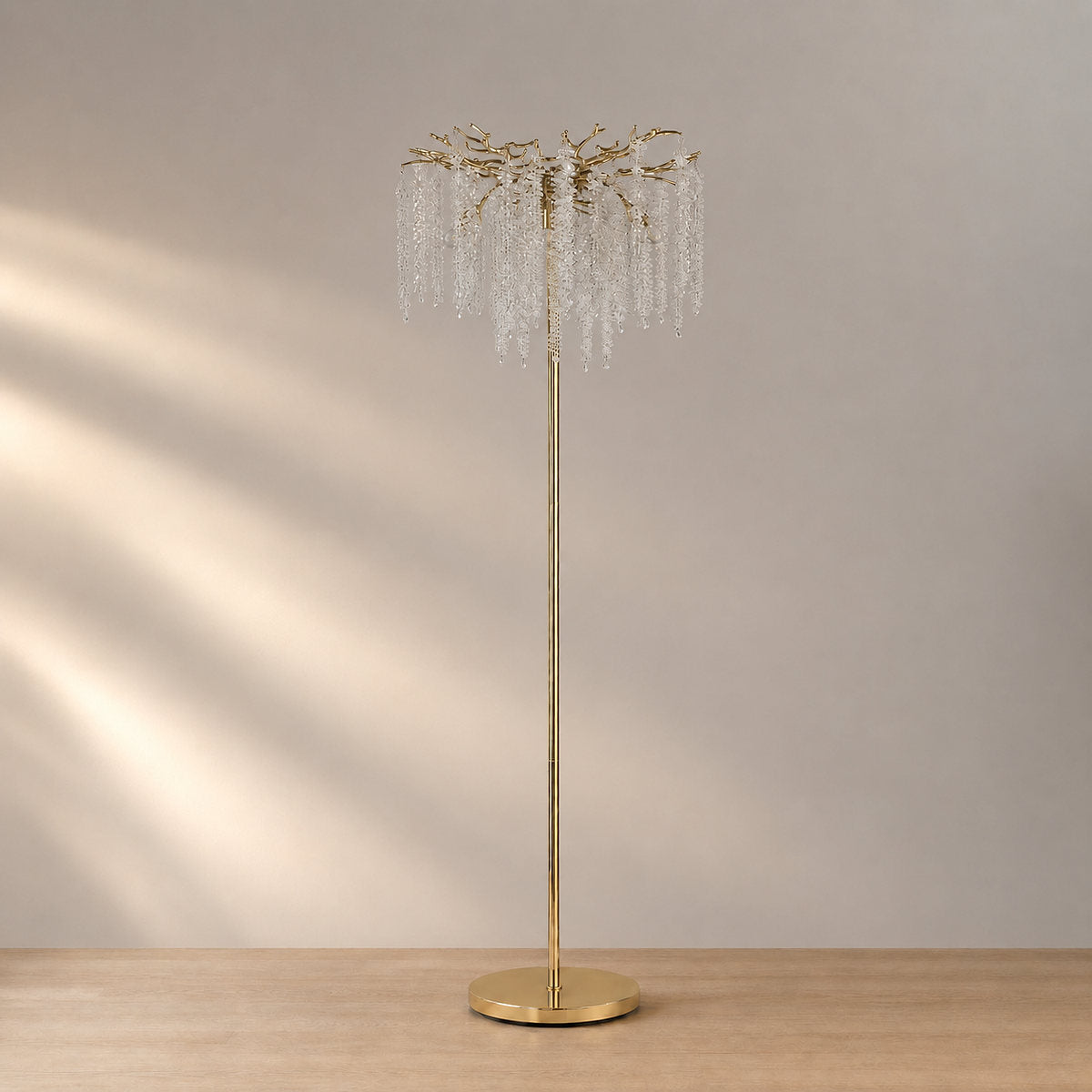 Tricolordeer Gold K9 Crystal Floor Standing Chandelier