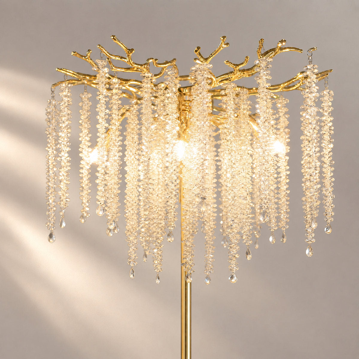 Tricolordeer Gold K9 Crystal Floor Standing Chandelier