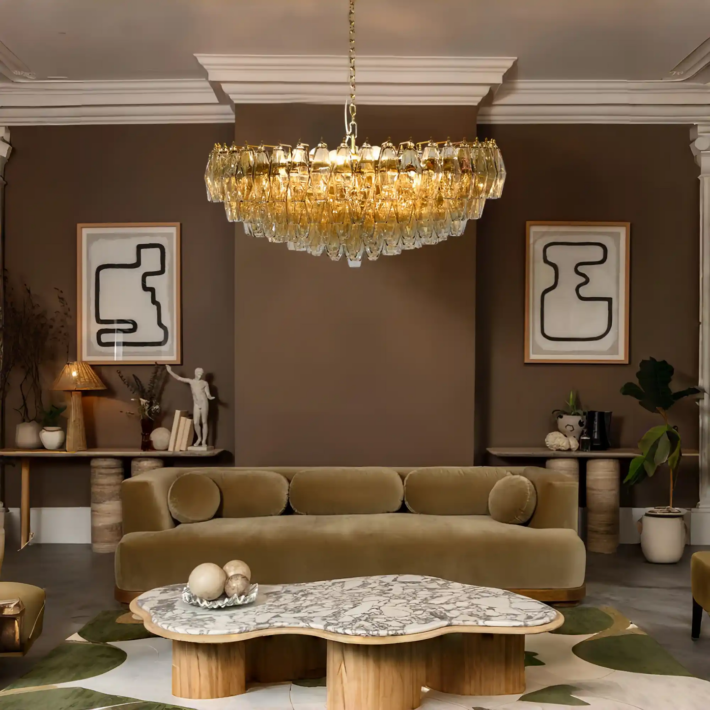 Cyra Tier Glass Large Murano Chandelier