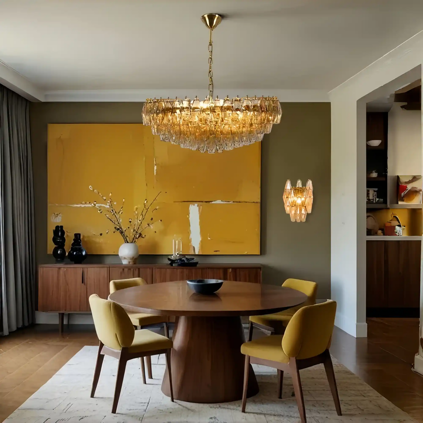 Cyra Hand Blown Tier Glass Large Murano Chandelier