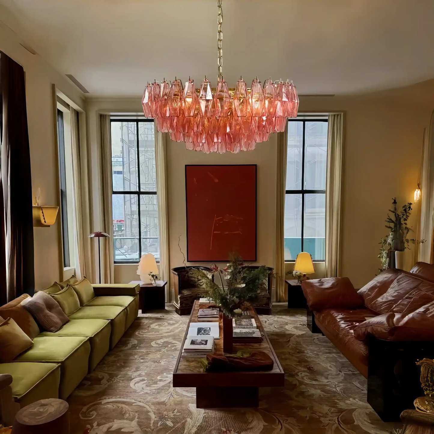Cyra Hand Blown Tier Glass Large Murano Chandelier