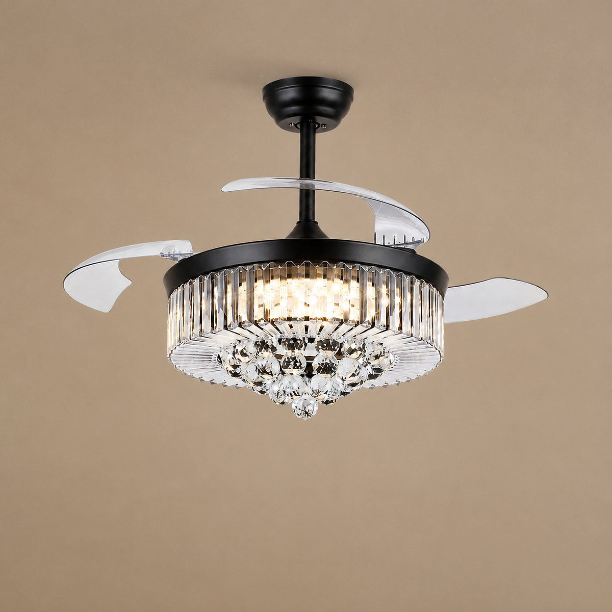 Invisible-Blade Crystal Chandelier Ceiling Fan
